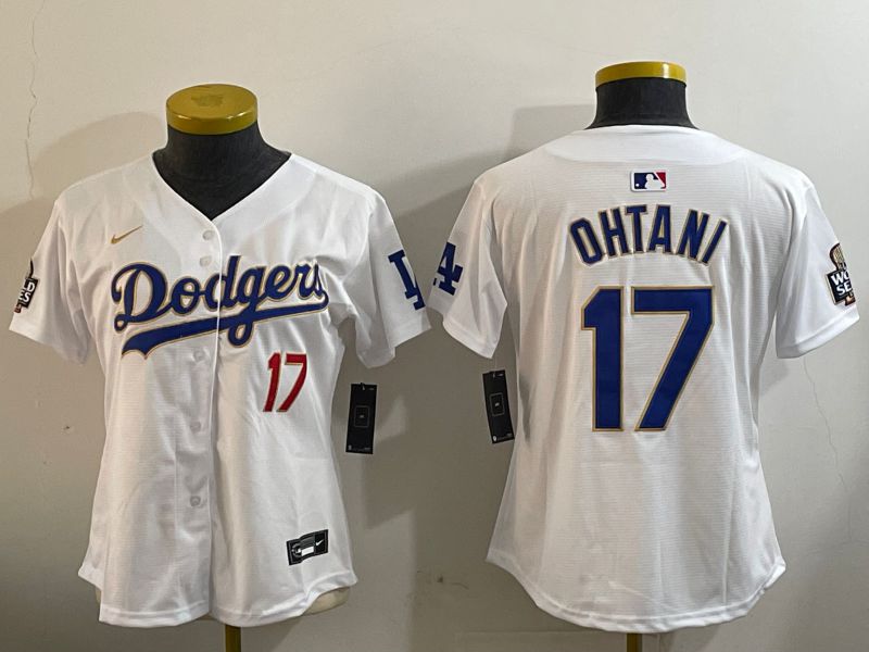 Women Los Angeles Dodgers #17 Ohtani White Gold Game 2024 Nike MLB Jersey style 1202